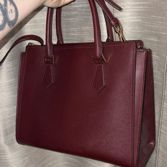 Michael Kors Dark Red Leather Satchel - Picture 2 of 6